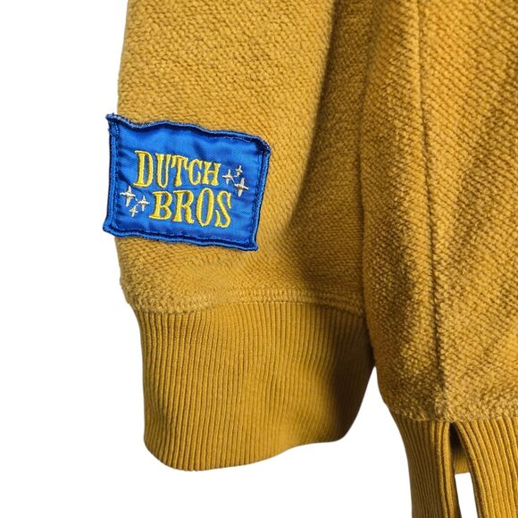 Dutch Bros Crew Neck Sweatshirt Sz L Unisex Embroidered Patch Mustard Yellow - Picture 3 of 4